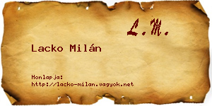 Lacko Milán névjegykártya